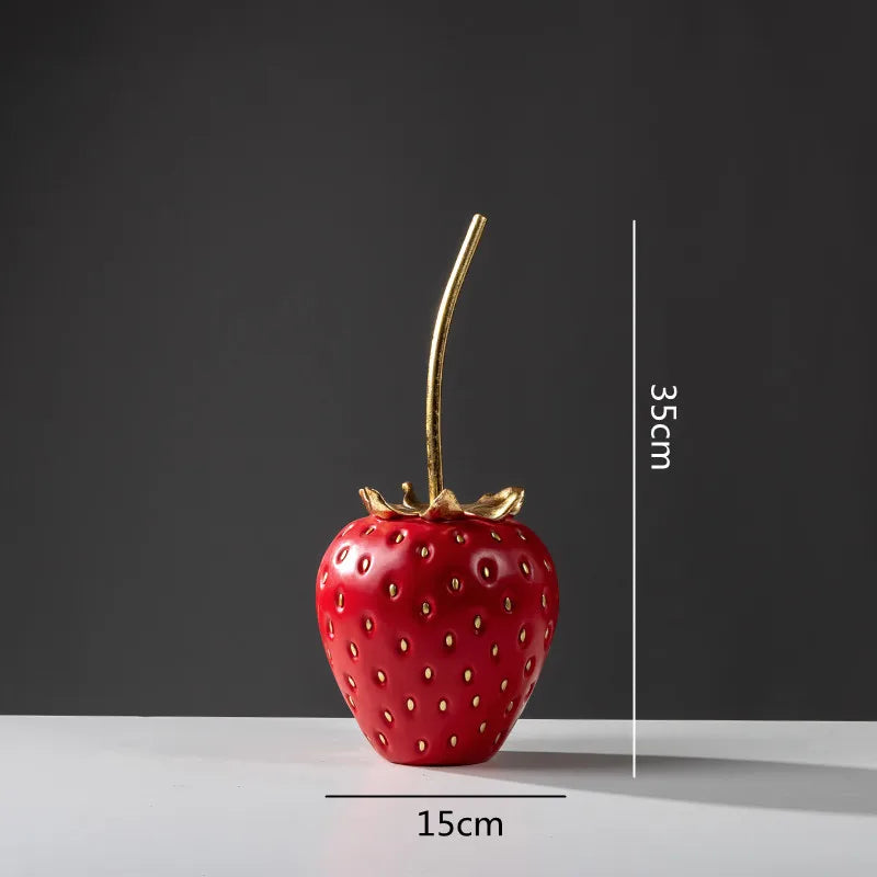 Afralia™ Gold Strawberry Figurine Decor for Home Decor & Display