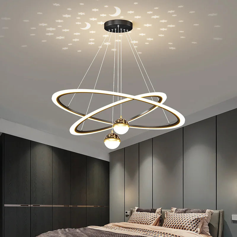 Afralia™ Modern Nordic Indoor LED Starry Sky Ceiling Chandelier