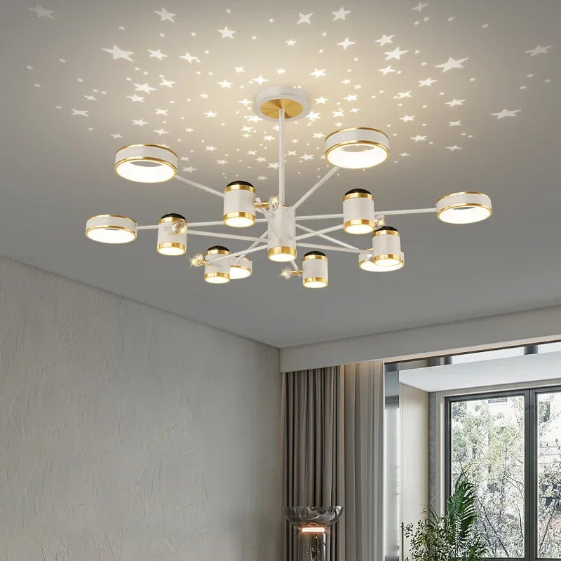 Afralia™ Nordic Starry Ceiling Chandelier: LED Dimmable Lamps for Living Room, Bedroom, Study Room