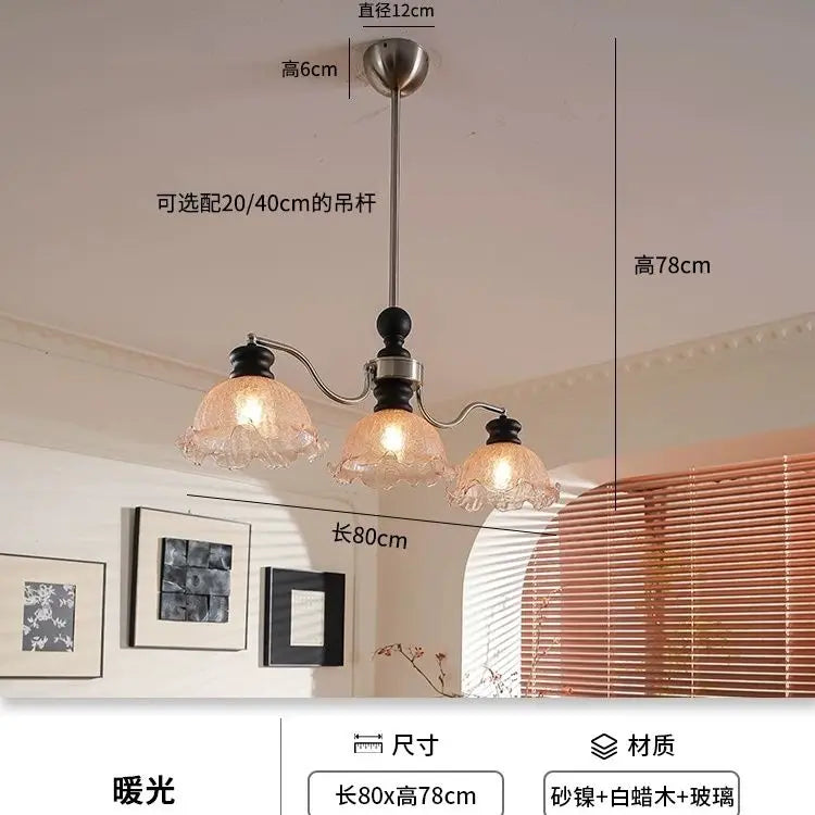 Afralia™ Lily Glass Pendant Light Chandelier - Vintage French Nordic Style, LED, Living Room.