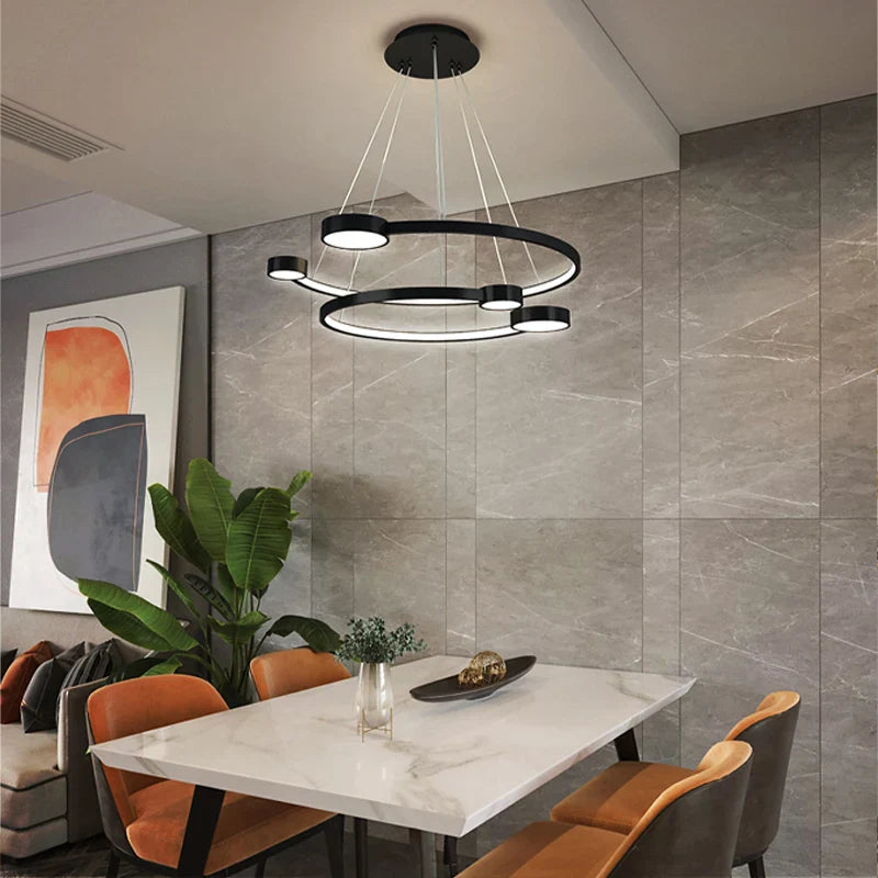 Afralia™ LED Ring Chandelier: Modern Nordic Hanging Light for Dining, Living Room, and Lobby