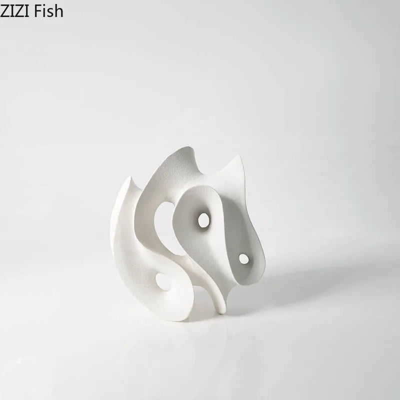 Afralia™ Geometric Resin Sculpture Desk Decoration Hollow Out Ornaments Abstract Handicrafts