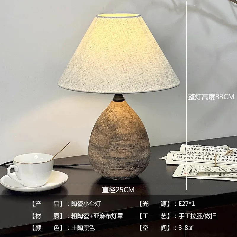 Afralia™ Ceramic Jar LED Table Lamp for Zen Art Decor in Living Room