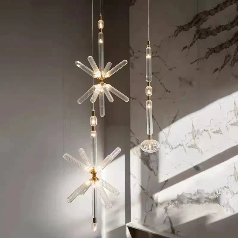 Afralia™ Glass Tubes LED Chandelier: Modern Luxury for Living Room, Bedroom, Hotel & Aisle