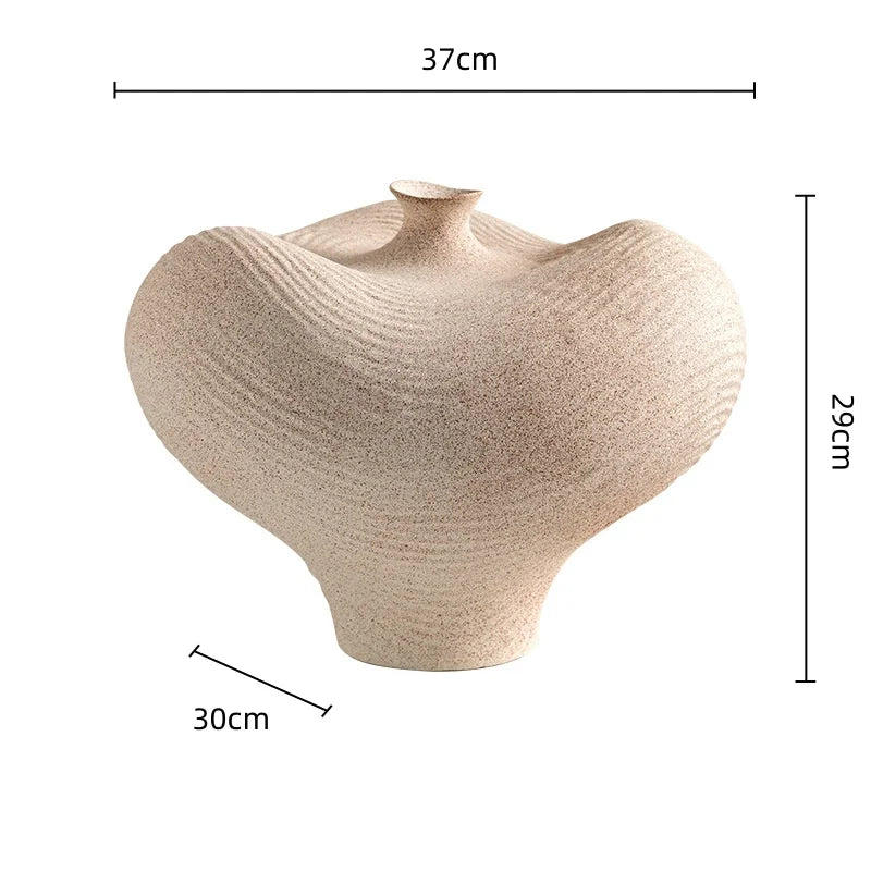 Afralia™ Geometric Abstract Ceramic Flower Vase Bottle - Handcrafted Home Decor Pottery