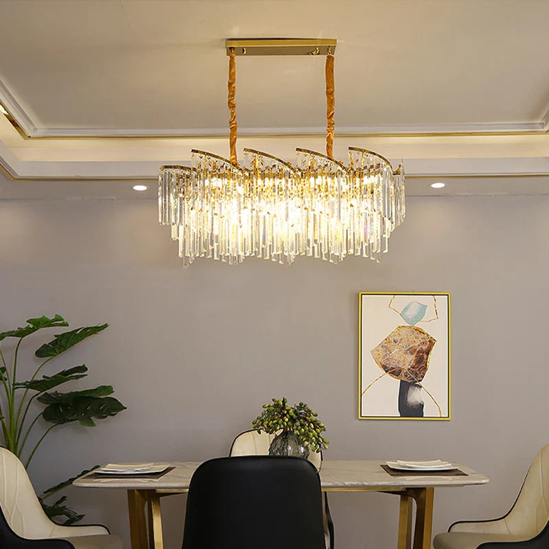 Afralia™ Gold Glass Chandelier Light | European Spiral Design for Dining Room Decor