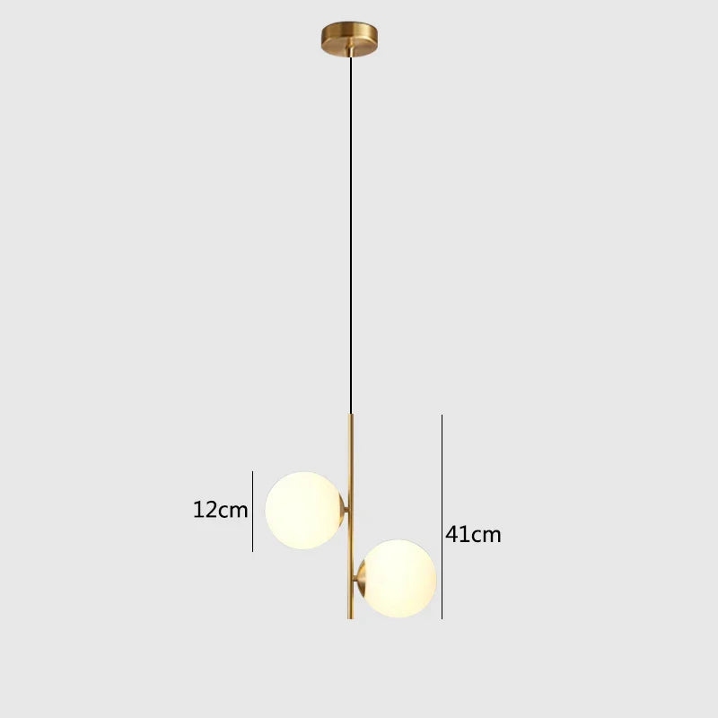 Afralia™ Brass/Black Glass Ball LED Pendant Lights Modern Bedroom Living Room Hanging Lamps