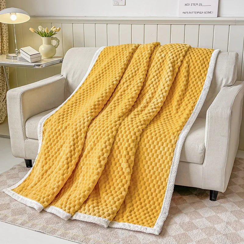 Afralia™ Pineapple Shape Golden Turtle Velvet Summer Blanket