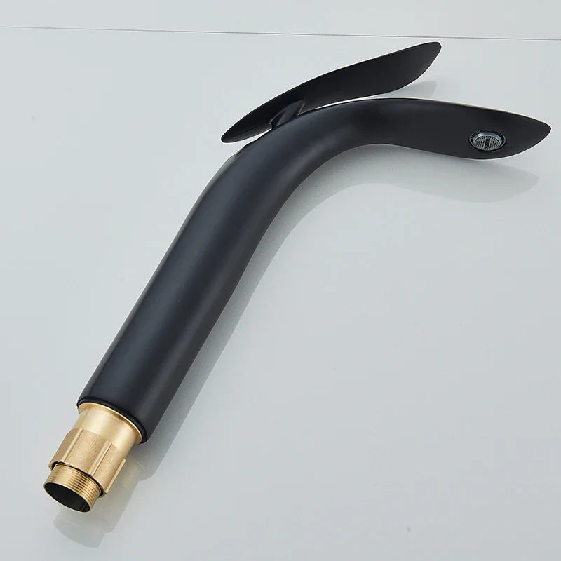 Afralia™ Shark Shape Tall Basin Faucet Black/Gold/Chrome Finish Mixer Tap for Bathroom Washbasin