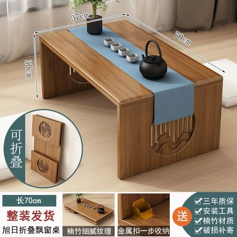 Afralia™ Bamboo Folding Table: Japanese Style, Bedroom & Study Essential, Durable Design
