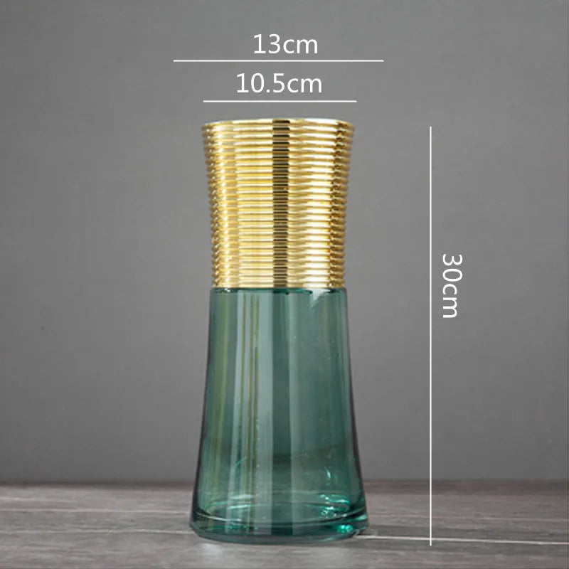 Afralia™ Gold Metal Glass Vase: Round Transparent Terrarium for Home Decor & Flower Arrangement