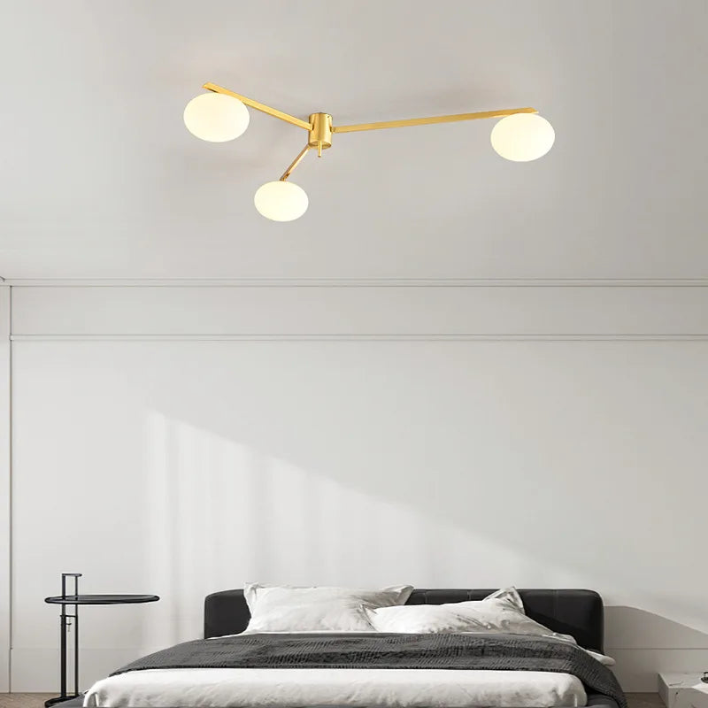 Afralia™ Brass Glass Ceiling Lamp, G9 Bulb Suspension Light for Bedroom, Living Room