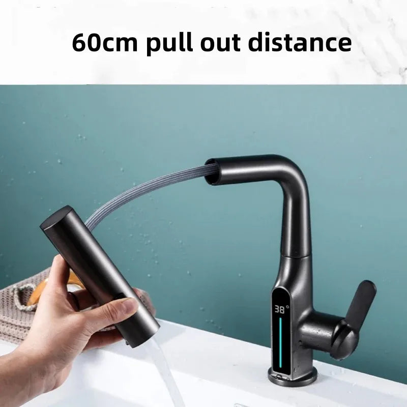 Afralia™ Digital Display Waterfall Basin Faucet with 3 Modes - Hot Cold Mixer Tap