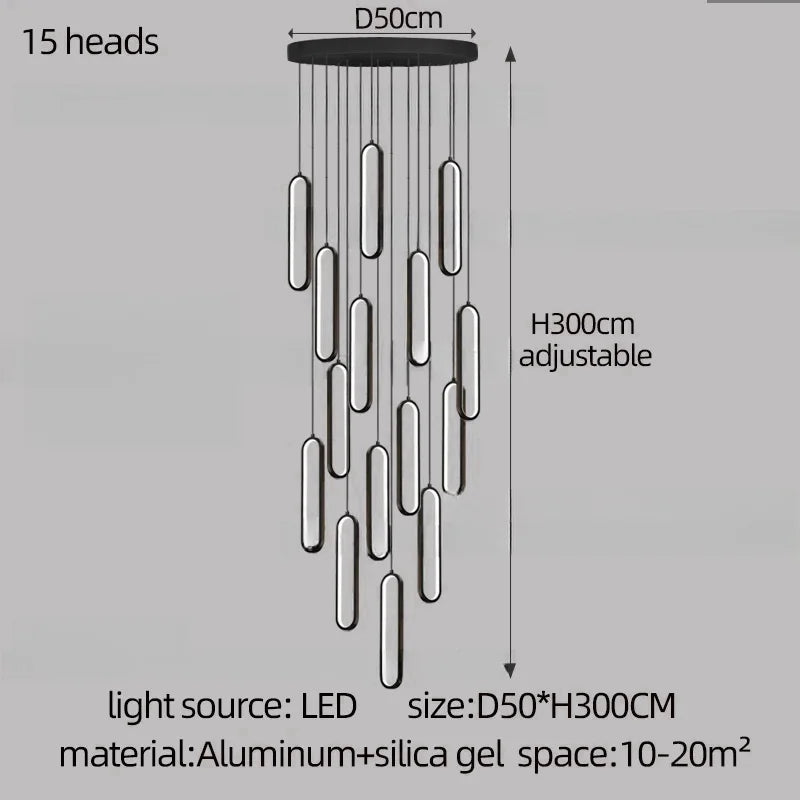 Afralia™ LED Staircase Branch Chandelier for Modern Living & Dining Rooms