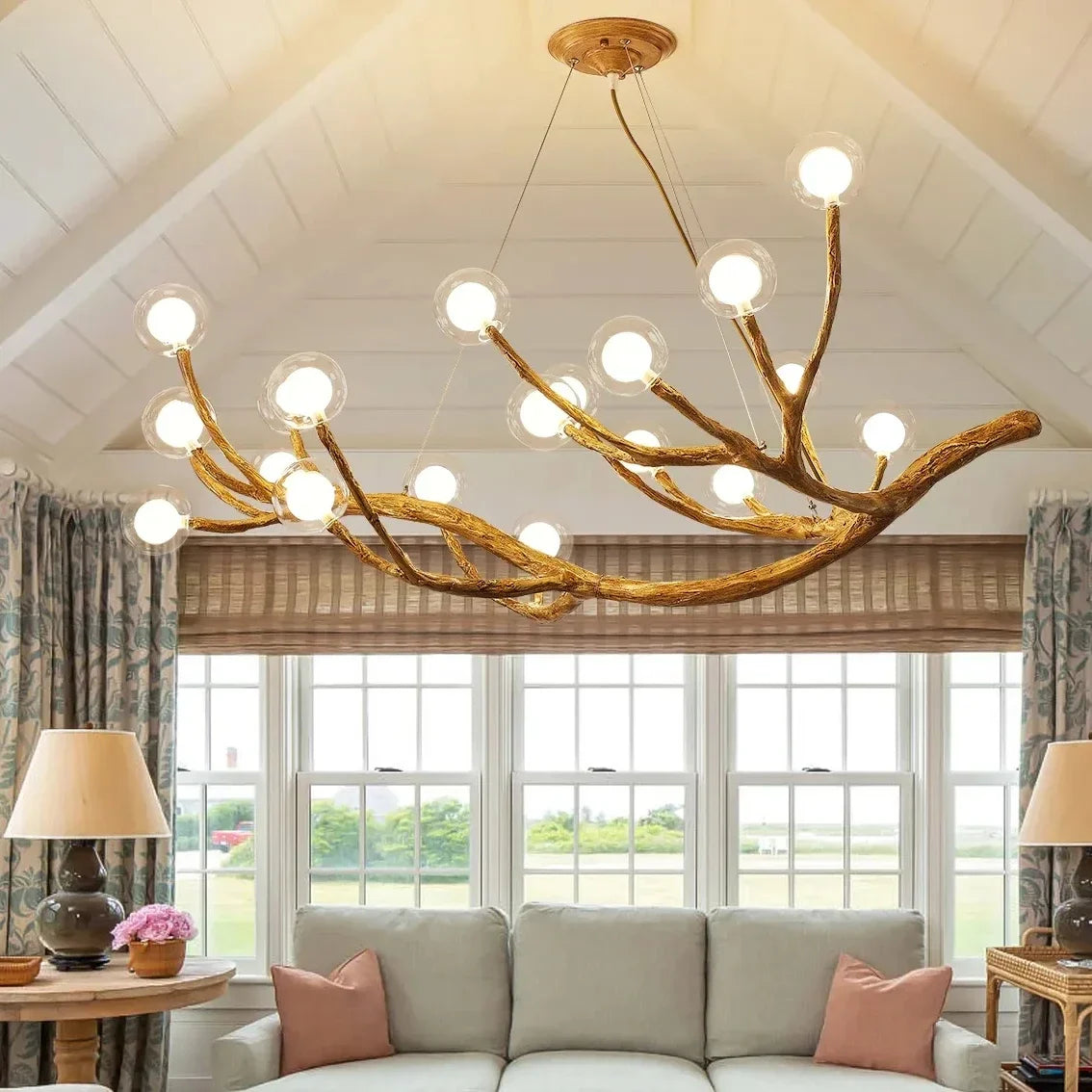 Afralia™ Tree Branch Retro LED Chandelier: Vintage Brown Art Pendant Light for Living Bedroom