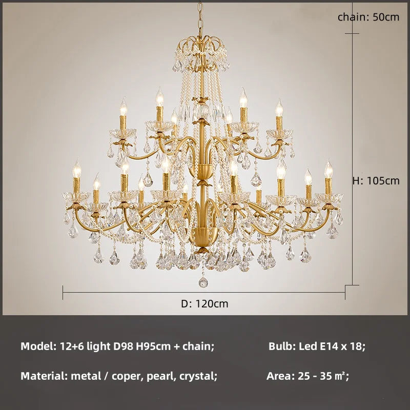 Afralia™ Crystal Pendant Chandelier Foyer Light Luxury Candle Design Led Lamparas