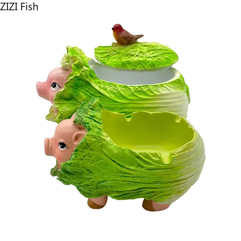 Afralia™ Cabbage Pig Ashtray: Creative Home & Office Smoking Accessory