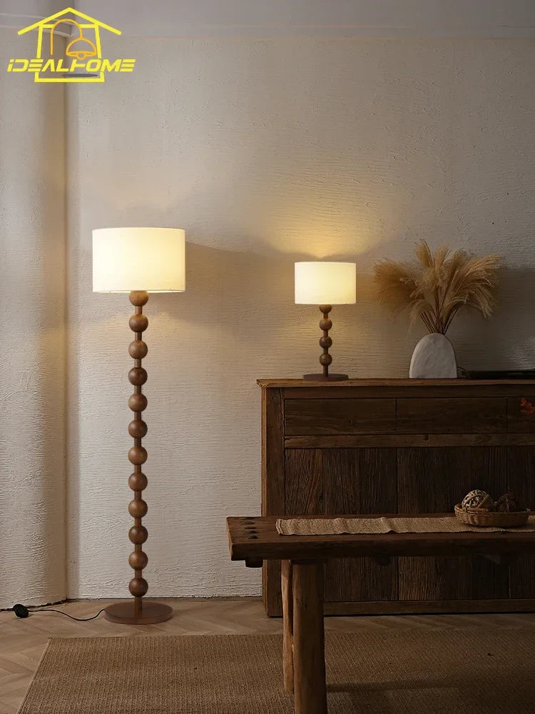 Afralia™ Solid Wood LED Floor Lamp for Home Decor and Lighting, Medieval Style