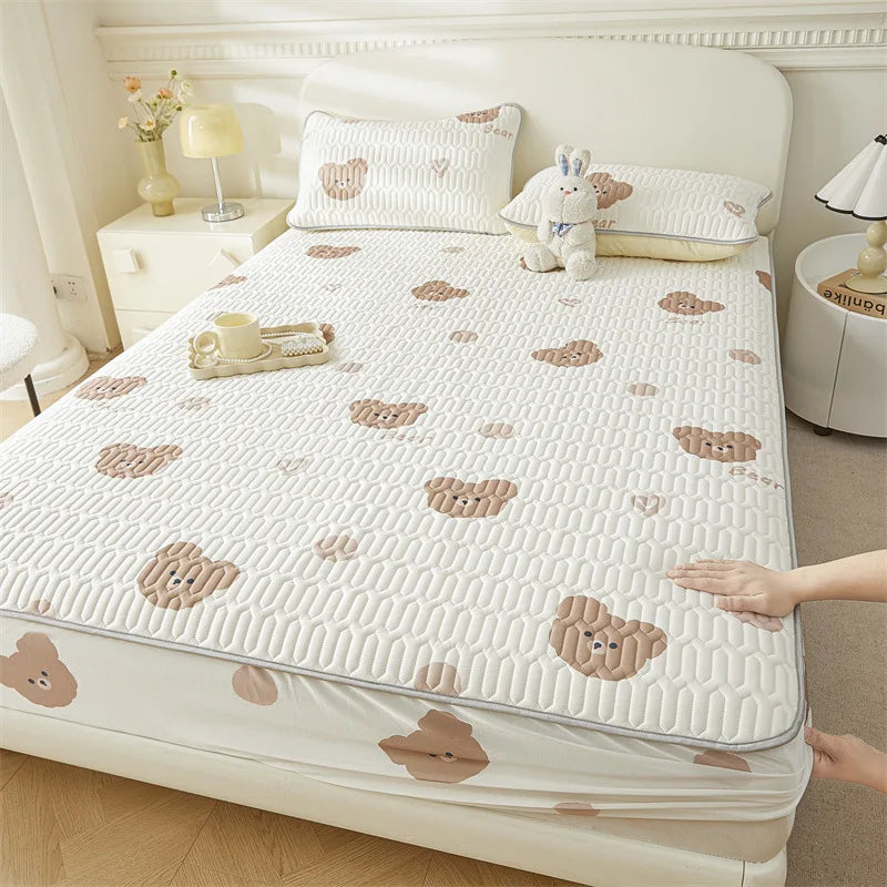 Afralia™ Cute Cartoon Pattern Cooling Fitted Sheet with Natural Latex Fabric