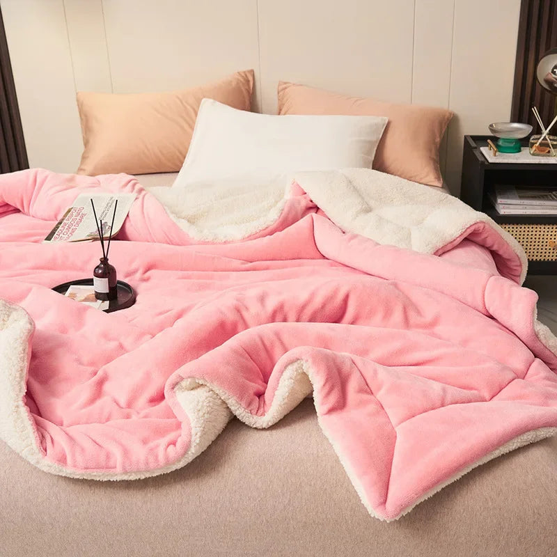Afralia™ Double Layer Queen Blanket Super Soft Plush Warm Comfort for Autumn/Winter