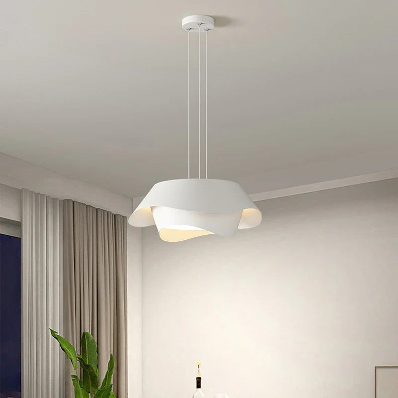 Afralia™ White Acrylic Art LED Chandelier with Adjustable Cord for Living Room, Kitchen, Bedroom