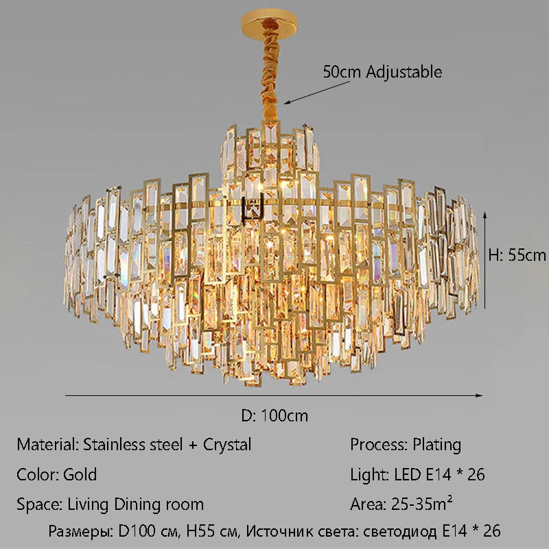 Afralia™ Luxury LED Crystal Chandelier Ceiling Light for Living & Dining Rooms