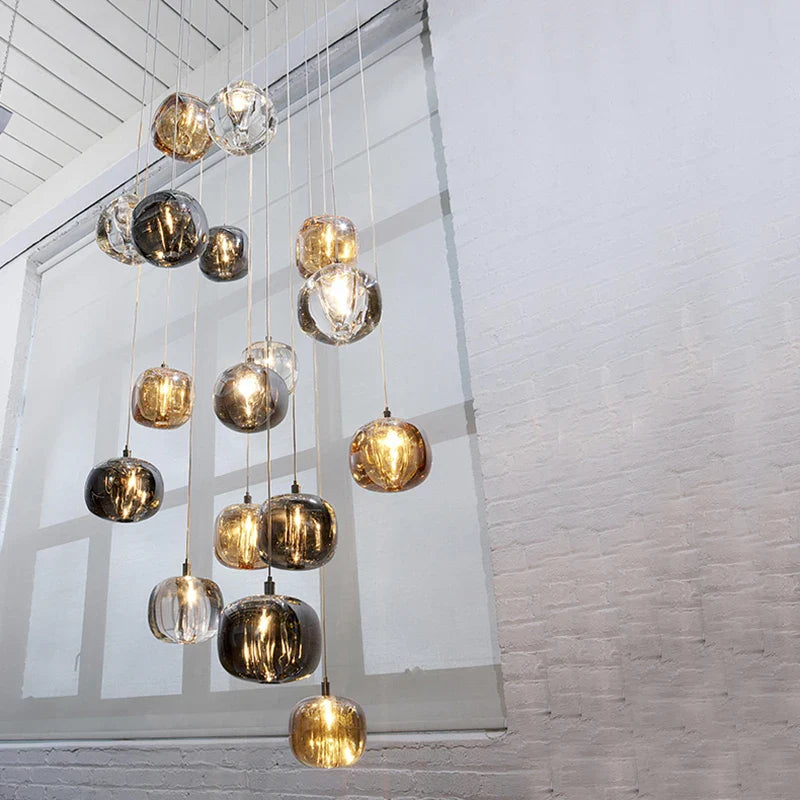 Afralia™ LED Stair Chandelier: Luxury Amber/Crystal Indoor Lighting Fixture