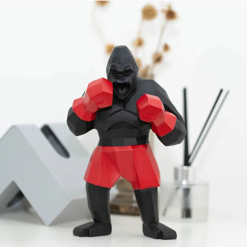 Afralia™ King Kong Gorilla Sculpture: Nordic Boxer Character Figurine for Desk Decor Craft Gift