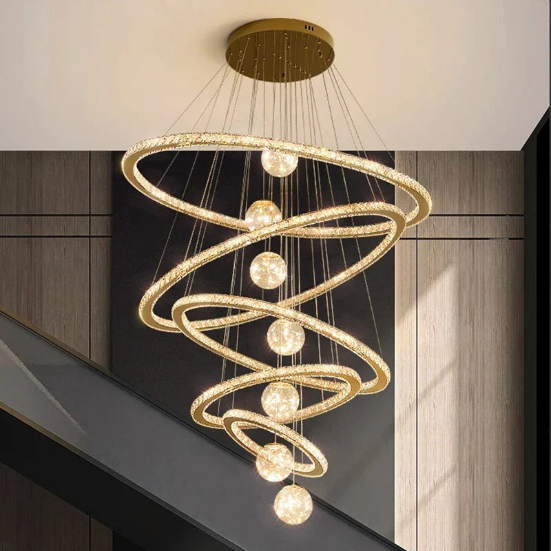 Afralia™ Crystal Chandelier: Luxury Stair Pendant Light for Living Room, Ceiling & Indoor Lighting