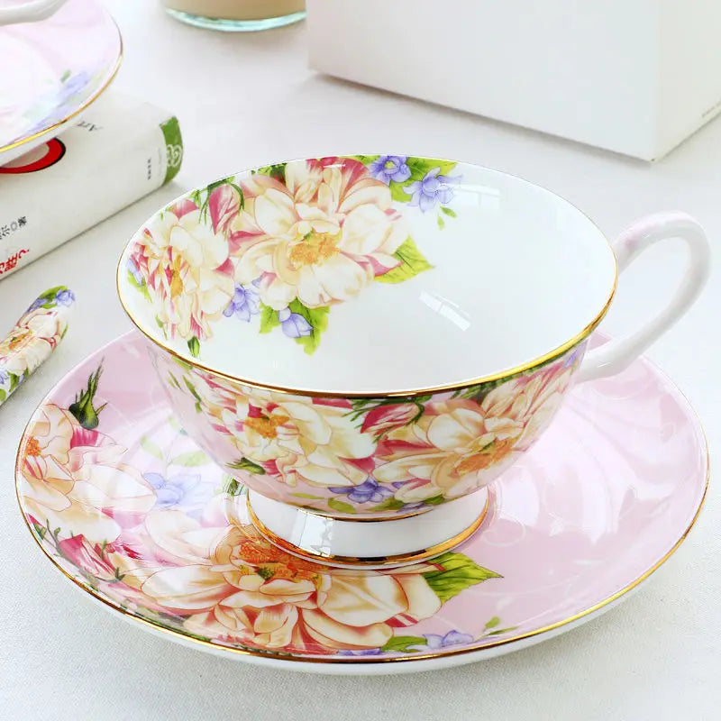 Afralia™ Ceramic Afternoon Tea Set with Spoon - Elegant Tea Cup, Saucer, and Mug Combo