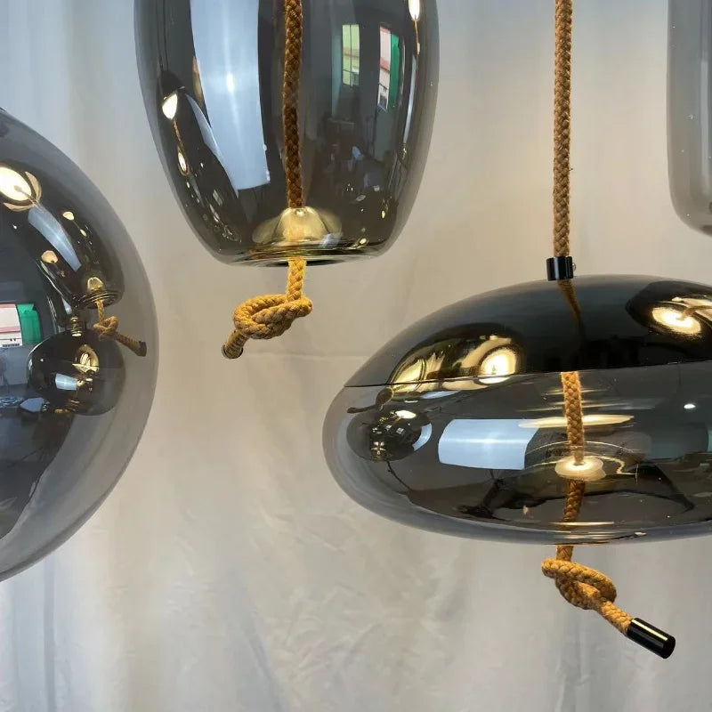 Afralia™ Scandinavian Knot Glass Pendant Lights Luminaria - Nordic Style Bedside Hanging Lamp