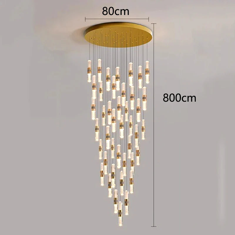 Afralia™ Crystal Chandelier Stair Pendant Lamp Living Room Pendant Lights Interior Lighting