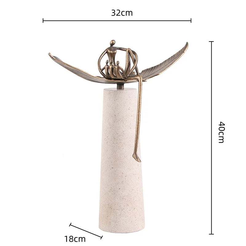 Afralia™ Golden Metal Abstract Figure Sculpture Home Decor CraftǀCreative Figurine Ornament