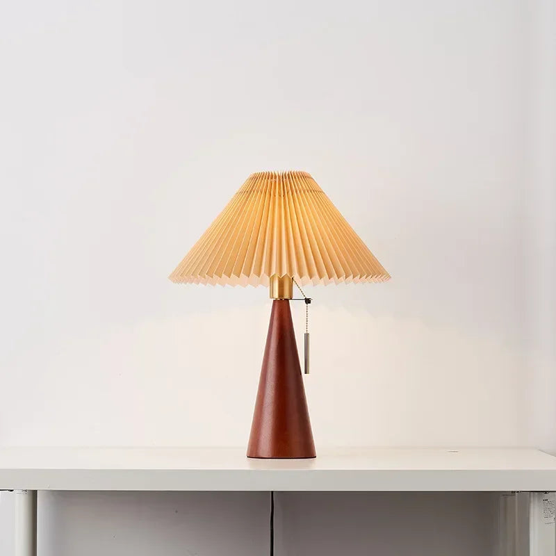 Afralia™ Vintage Pleated Wood Reading Lamp with LED Bulb