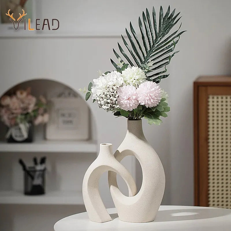 Afralia™ Nordic Lover Large White Ceramic Vase for Modern Aesthetic Home Decor