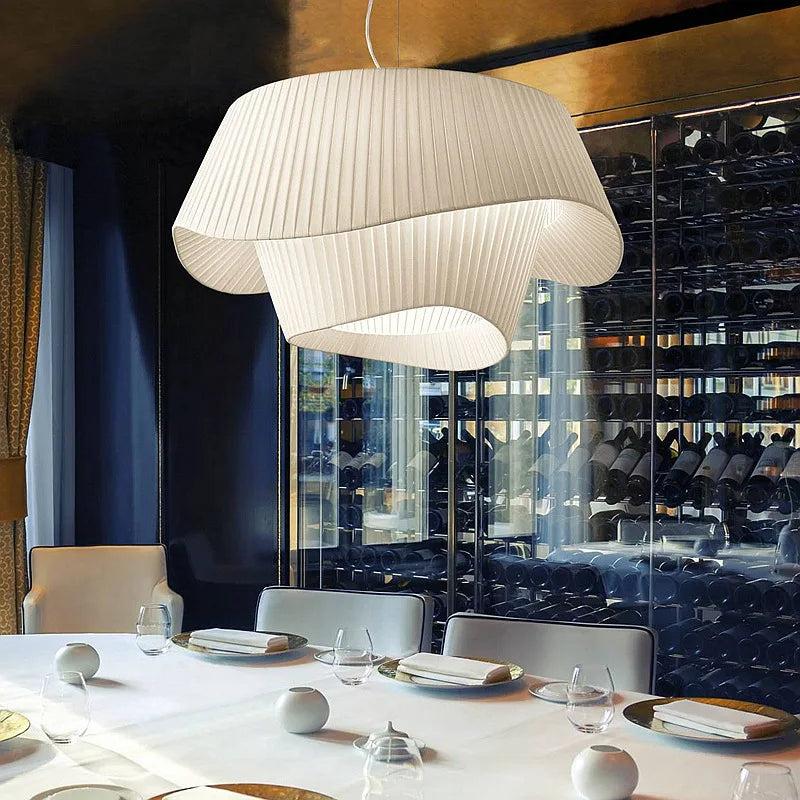 Afralia™ Fabric Pendant Light: LED Nordic Hanging Lamp for Bedroom Home Decor