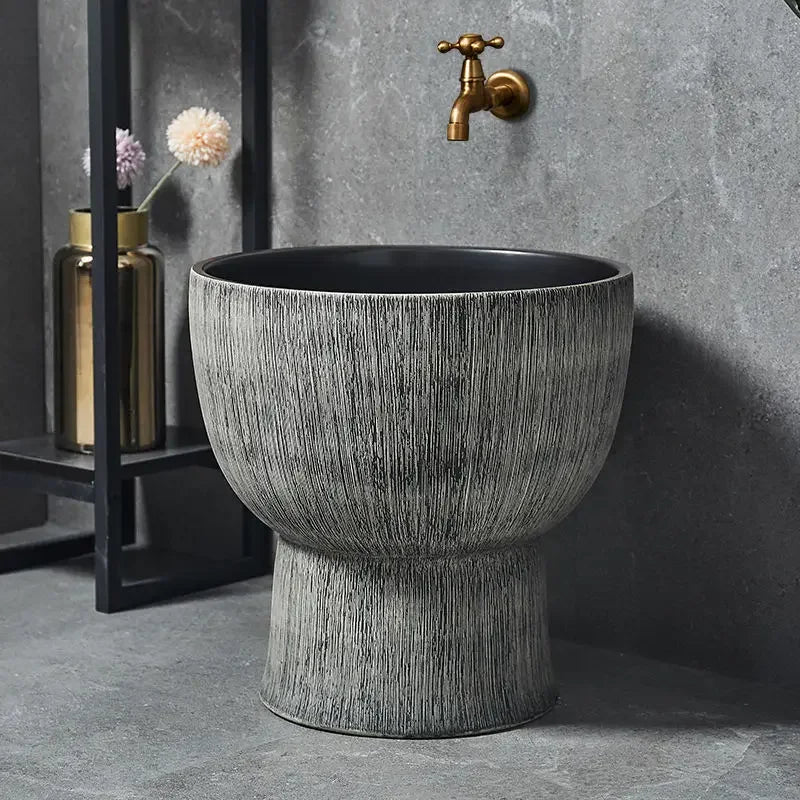 Afralia™ Retro Outdoor Ceramic Basin Column Wash Basin for Bathroom Sinks