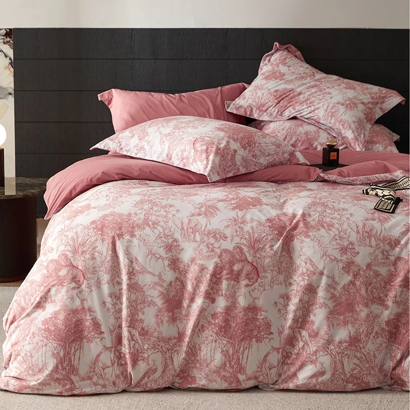 Afralia™ Forest Plant Ink Print Bedding Set, Soft Warm Duvet Cover Set