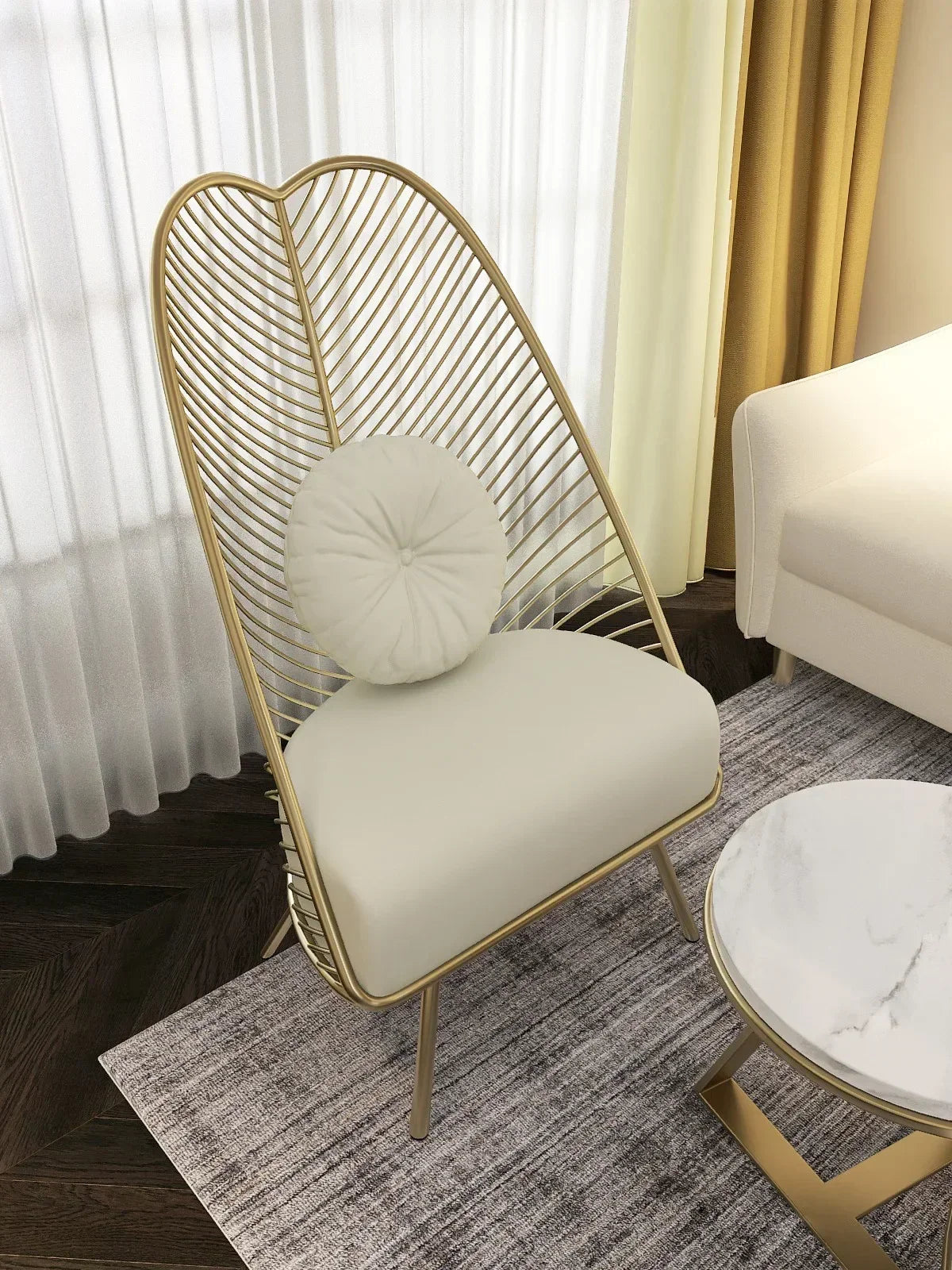 Afralia™ Pink & Coffee Gold Wire Leisure Chair: Nordic Style Modern Living Room Decor & Comfort