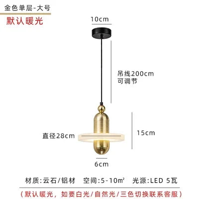 Afralia™ Nordic Marble Single Head Chandelier Luxury Lamps for Modern Restaurant & Bar