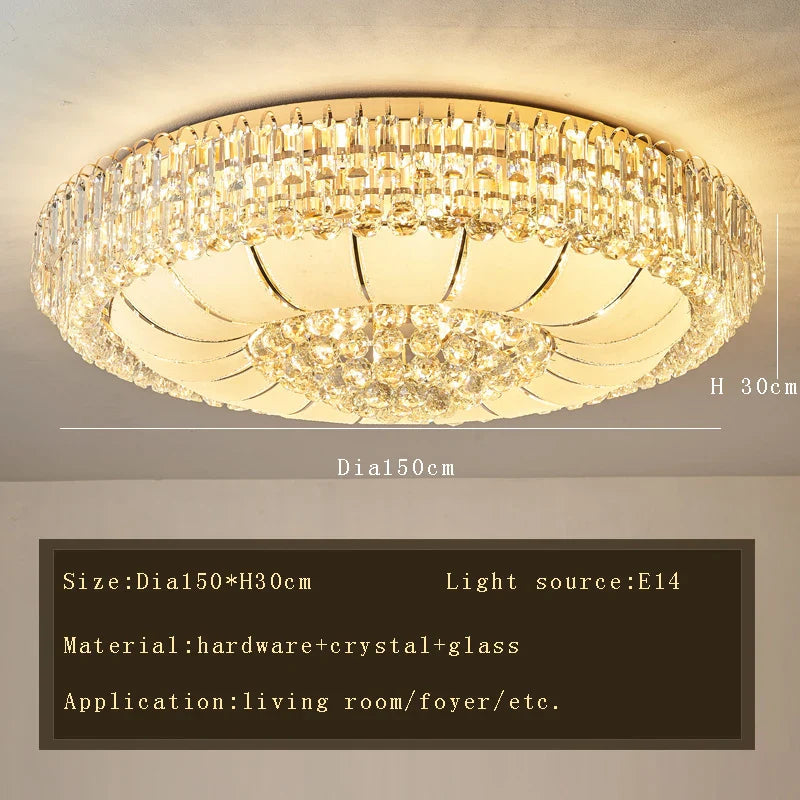 Afralia™ Luxury Gold Crystal Ceiling Light Chandeliers for Elegant Room Decor