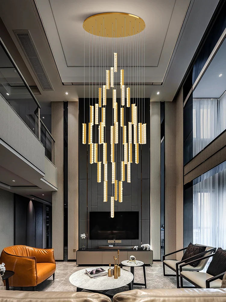 Afralia™ Crystal Chandelier LED Mezzanine Dining Room Lighting