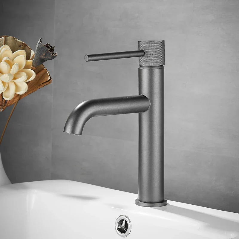 Afralia™ Brushed Gold Basin Faucet Single Handle Bathroom Sink Mixer Tap