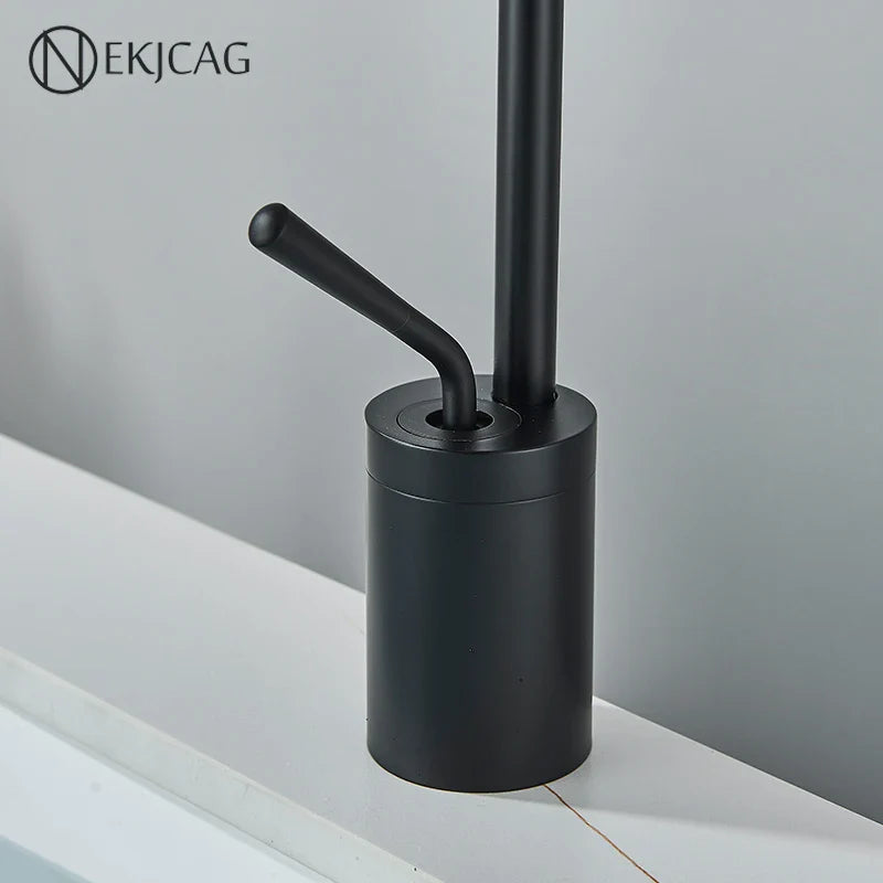 Afralia™ Matte Black Basin Faucet: High/Medium/Short Style, Hot/Cold Mixer, 360 Rotating, Deck Mounted Sink Tap