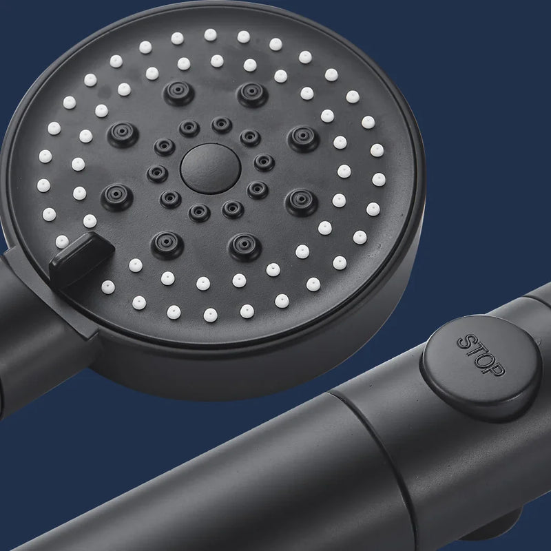 Afralia™ 5-Function Shower Head with Stop Button, 10cm Panel, Silicone Gel Holes