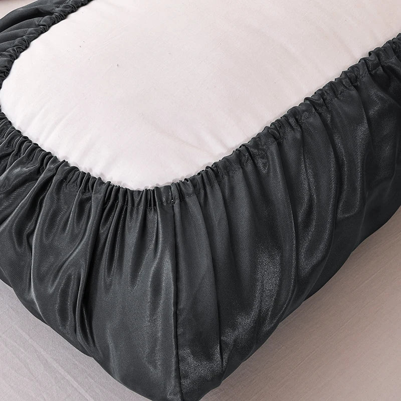 Afralia™ Imitation Silk Elastic Band Pillowcase Queen King Size Smooth Satin Luxury Bedding