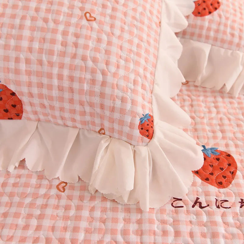 Afralia™ Princess Chiffon Printed King Size Bedspread, Quilted Cotton Bed Cover