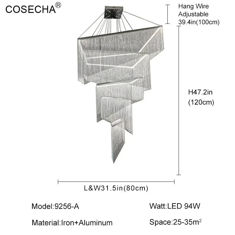 Afralia™ LED Square Chandelier: Modern Luxe Hanging Ceiling Lamp for Living Room & Lobby