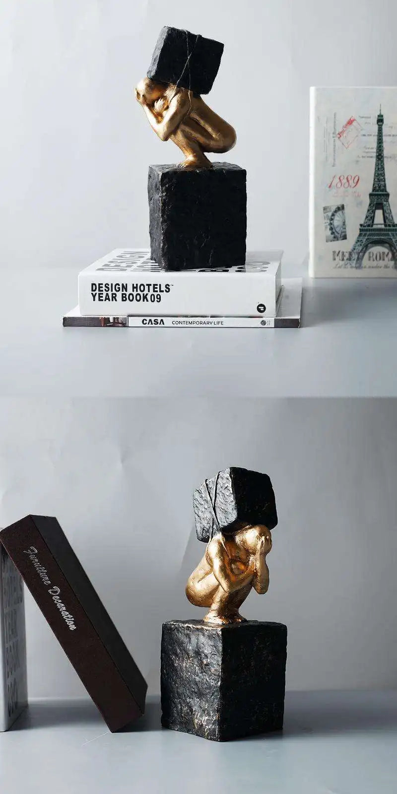 Resin Thinker Statue Bedroom Ornament by Afralia