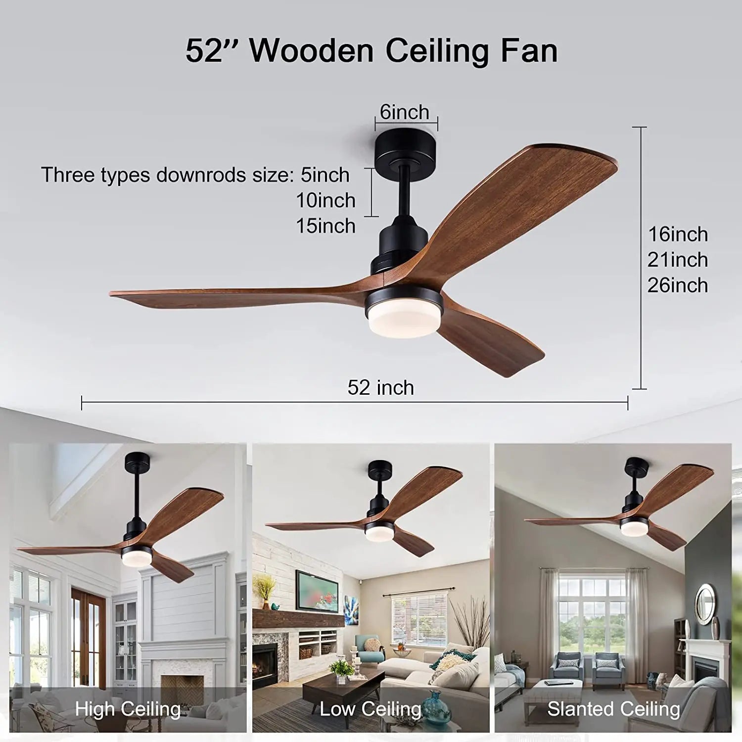 Afralia™ Retro Black Ceiling Fan with Light and Control for Home, Bedroom, Dining Room, Lounge